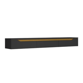 Rack Suspenso Uno P/ Tvs Até 65 Polegadas 180cm 3 Portas Preto/Cedro - Olivar Móveis