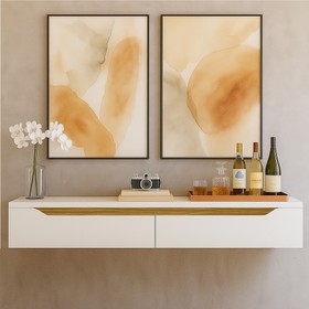 Rack Suspenso Uno P/ Tvs Até 50 Polegadas 135cm 2 Portas Branco/Cedro - Olivar Móveis