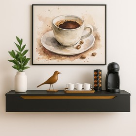 Rack Suspenso Uno P/ Tvs Até 50 Polegadas 135cm 2 Portas Preto/Cedro - Olivar Móveis