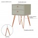 Mesa de Cabeceira Retro Metal Bled 2 Gavetas Off White - Olivar Móveis