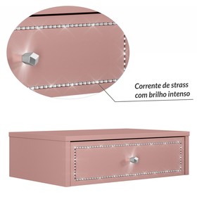 Penteadeira Suspensa Strass Gaveta C/ Divisória e Organizador Maquiagem 50cm Rose Ac - Olivar Móveis