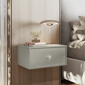 Mesa de Cabeceira Suspensa Strass 50cm Off White Ac - Olivar Móveis