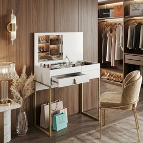 Penteadeira Industrial Lady C/Espelho Organizadora de Maquiagem C/Gaveta Branco - Olivar Móveis