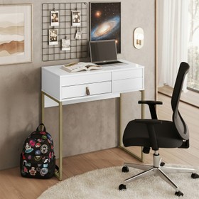 Penteadeira Industrial Lady C/Espelho Organizadora de Maquiagem C/Gaveta Branco - Olivar Móveis