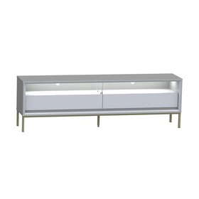Rack Industrial Fusion para TV Até 65 Polegadas 2 Gavetas 180cm com Iluminação em Led Off White/Branco - Olivar Móveis