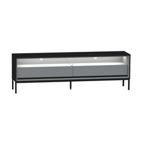 Rack Industrial Fusion para TV Até 65 Polegadas 2 Gavetas 180cm com Iluminação em Led Preto/Off White - Olivar Móveis
