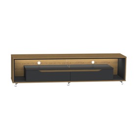Rack para Sala com Led e Rodízios P/Tv 65 Polegadas 175cm Loop Cedro/Preto-Olivar Móveis