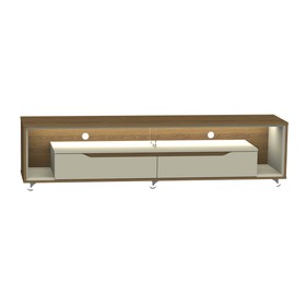 Rack para Sala com Led e Rodízios P/Tv 65 Polegadas 175cm Loop Cedro/Off White-Olivar Móveis