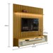 Painel Ripado com Led London 177cm e Rack Loop com Rodízios TV 70 Polegadas Cedro/Off White – Olivar Móveis