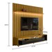 Painel Ripado com Led London 177cm e Rack Loop com Rodízios TV 70 Polegadas Cedro/Preto – Olivar Móveis