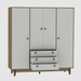 Guarda Roupa Casal Vintage 4 Portas 3 Gavetas Rustik Carvalho/Branco - Olivar Móveis