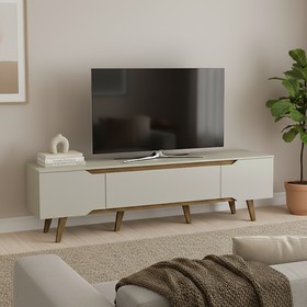 Rack Retrô Shop 1,80m Off White/Cedro – para TV 65", Moderno, Aconchegante e de Alta Qualidade