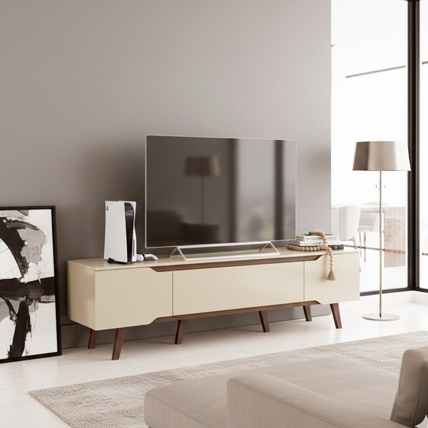 Rack Retrô Shop 1,80m Off White/Cedro – para TV 65