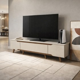 Rack Retrô Shop 1,80m Off White/Cedro – para TV 65", Moderno, Aconchegante e de Alta Qualidade