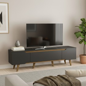 Rack Retrô Shop 1,80m Preto/Cedro – para TV 65", Moderno, Aconchegante e de Alta Qualidade