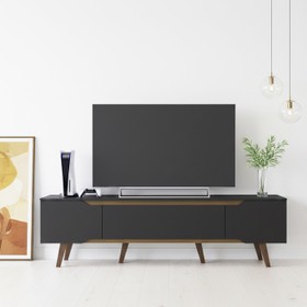 Rack Retrô Shop 1,80m Preto/Cedro – para TV 65", Moderno, Aconchegante e de Alta Qualidade