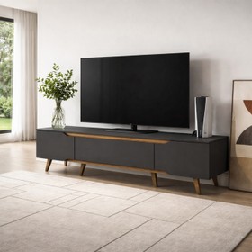 Rack Retrô Shop 1,80m Preto/Cedro – para TV 65", Moderno, Aconchegante e de Alta Qualidade