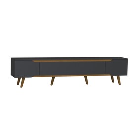 Rack Retrô Shop 2,18m para TV 70" Preto/Cedro – Moderno, Aconchegante e de Alta Qualidade