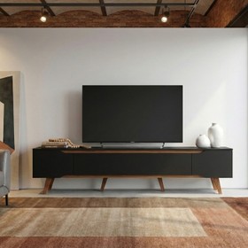 Rack Retrô Shop 2,18m para TV 70" Preto/Cedro – Moderno, Aconchegante e de Alta Qualidade