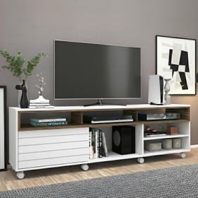 Rack Home Verona Branco/Amendoa - Olivar Móveis