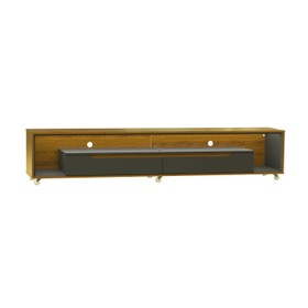 Rack para Sala com Led e Rodízios P/Tv 70 Polegadas 220cm Loop Cedro Frj Ac Preto Ac - Olivar Móveis