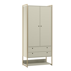 Guarda Roupa Closet Modulado 4 Gavetas 2 Cabideiros Estrutura Metalica 180cm Olivar Off White