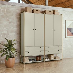 Guarda Roupa Closet Modulado 4 Gavetas 2 Cabideiros Estrutura Metalica 180cm Olivar Off White