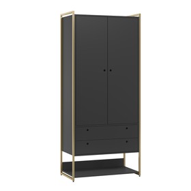 Guarda Roupa Closet Modulado 4 Gavetas 2 Cabideiros Estrutura Metalica 180cm Olivar Preto