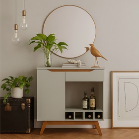 Aparador Retro Adega Toquio 1 Porta 1 Gaveta Off White - Olivar Móveis