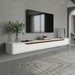 Rack Suspenso Slim Curvo 220cm para TV Até 70” Moderno Luxo Mdp/Mdf com Portas Basculantes Branco Cedro - Olivar Móveis