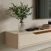 Rack Suspenso Slim Curvo 220cm para TV Até 70” Moderno Luxo Mdp/Mdf com Portas Basculantes Off White Cedro - Olivar Móveis
