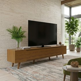 Rack Retrô Shop 2,18m para TV 70" Cedro – Moderno, Aconchegante e de Alta Qualidade