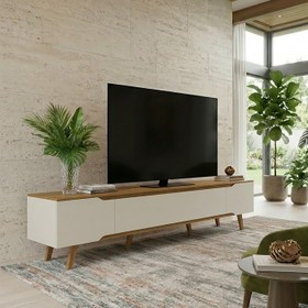 Rack Retrô Shop 2,18m para TV 70" Cedro/Off White – Moderno, Aconchegante e de Alta Qualidade
