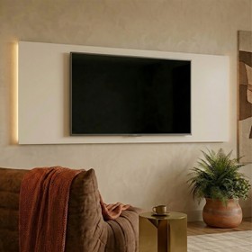 Painel para TV Até 70 Polegadas com Led 2,20m Shop Off White Bege Ac Off White Bege Ac - Olivar Móveis