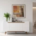 Buffet Retrô Shop 4 Portas Aparador para Sala de Jantar Cozinha Branco Cedro Olivar