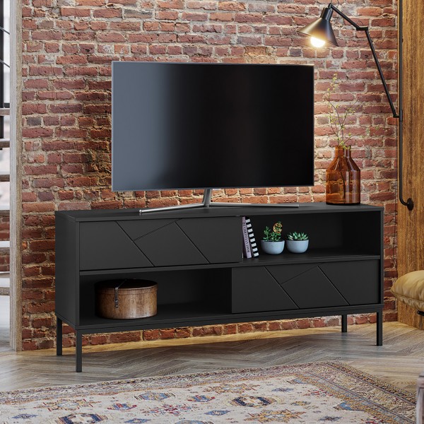 Rack Industrial Tetris Até 55 Polegadas 2 Portas Preto - Olivar Móveis