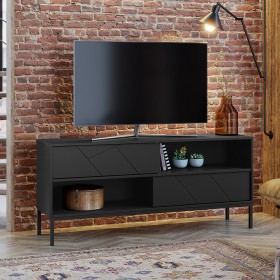 Rack Industrial Tetris Até 55 Polegadas 2 Portas Preto - Olivar Móveis