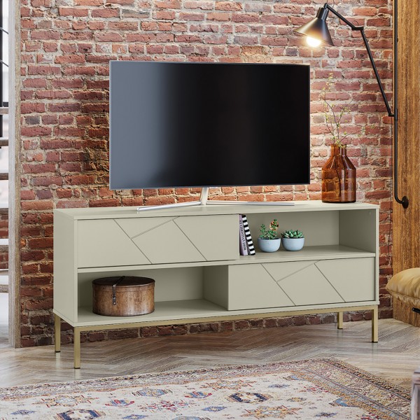 Rack Industrial Tetris Até 55 Polegadas 2 Portas Off White - Olivar Móveis