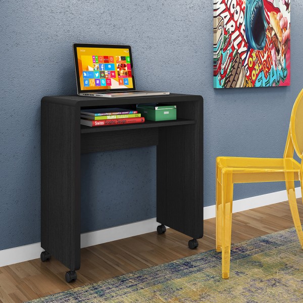 Escrivaninha Smile 1 Prateleira Preto - Olivar Móveis