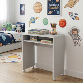 Escrivaninha Smile 1 Prateleira Branco - Olivar Móveis