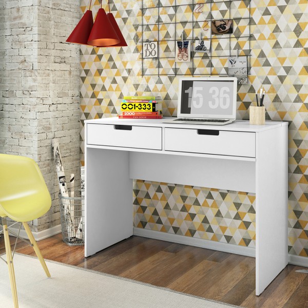 Escrivaninha New 1 Porta 2 Gavetas Branco - Olivar Móveis