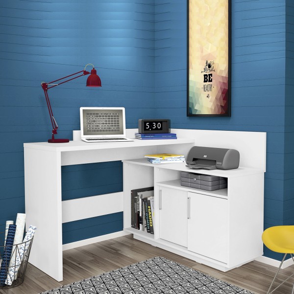 Escrivaninha Mega Office 2 Portas Branco - Olivar Móveis