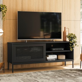 Rack Palha Buriti Até 55 Polegadas 2 Nichos Preto - Olivar Móveis