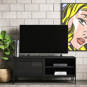 Rack Palha Buriti Até 55 Polegadas 2 Nichos Preto - Olivar Móveis