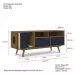 Rack Retro Pet Angora Até 55 Polegadas Freijó/Azul Navy - Olivar Móveis