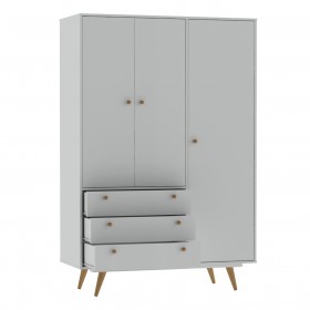 Guarda Roupa Retro 20 3 Portas 3 Gavetas Branco - Olivar Móveis