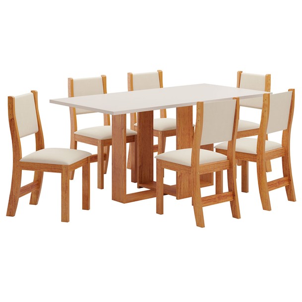 Mesa de Jantar 6 Lugares Erika Marrom/Bege - Panorama Sistemas