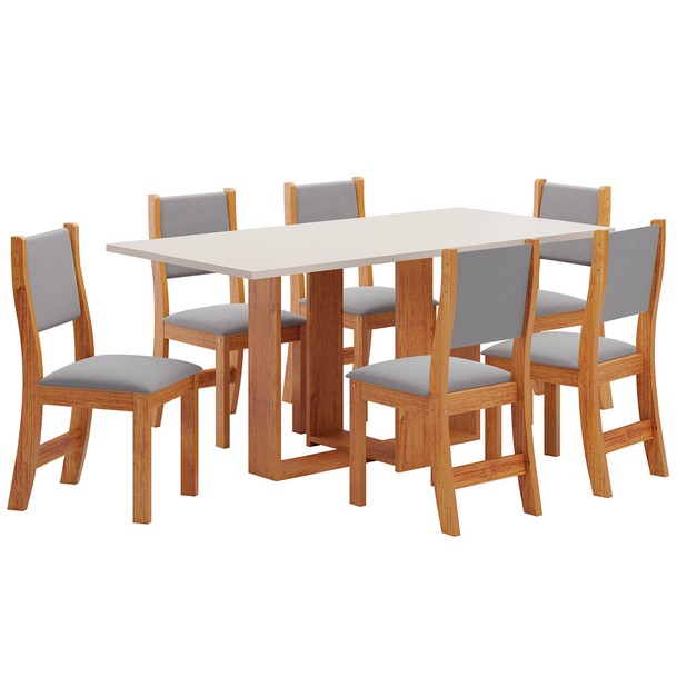 Mesa de Jantar 6 Lugares Erika Marrom/Branco - Panorama Sistemas