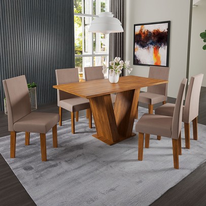 Mesa de Jantar 6 Lugares Venus Marrom - Panorama Sistemas