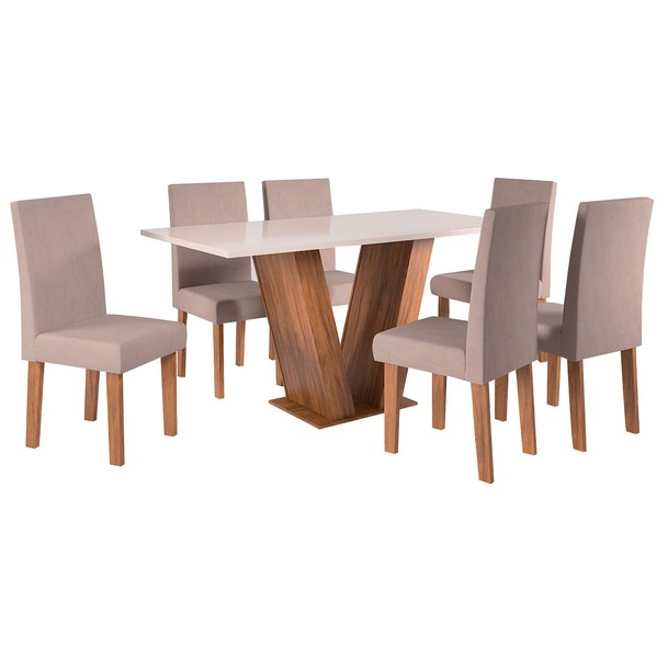 Mesa de Jantar 6 Lugares Venus Marrom/Branco - Panorama Sistemas